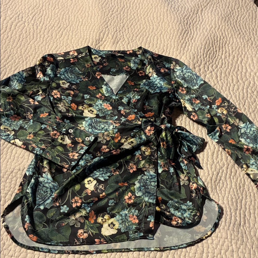 Badgley Mischka Satin Wrap Top